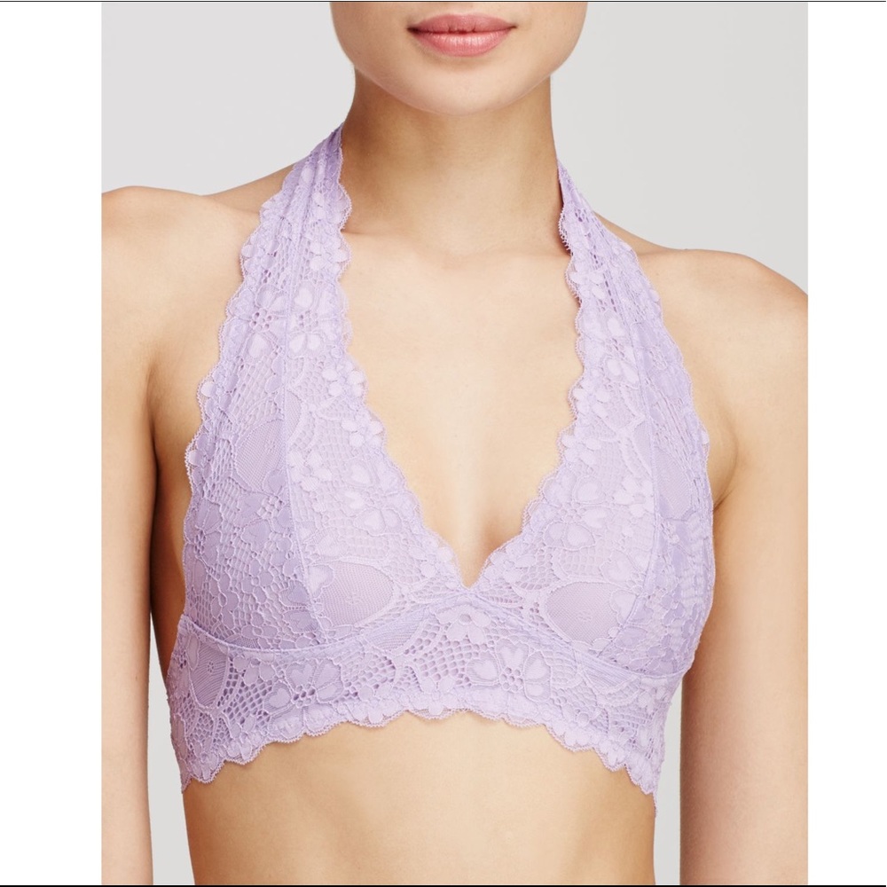 Free People Gallon Lace Halter Bralette lilac Sz XS TP